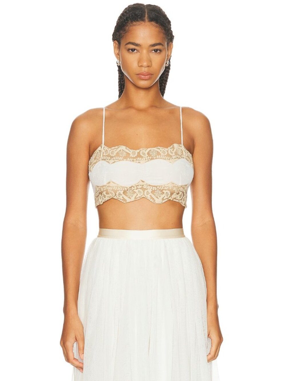 BODE Trousseau Lace Bra Top in Cream